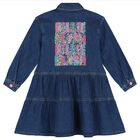 Girls Blue Logo Sequin Denim Dress, 1, hi-res