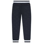 Boys Navy Blue Logo Joggers, 1, hi-res