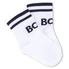 Baby Boys White & Blue Logo Socks ( 3-Pack ) , 2, hi-res