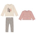 Younger Girls Beige & Pink Legging Set, 2, hi-res