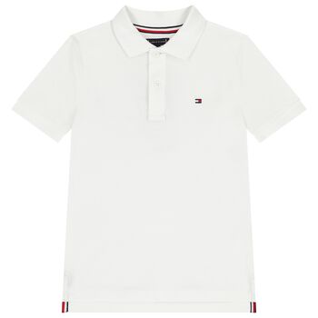 Boys White Logo Polo Shirt