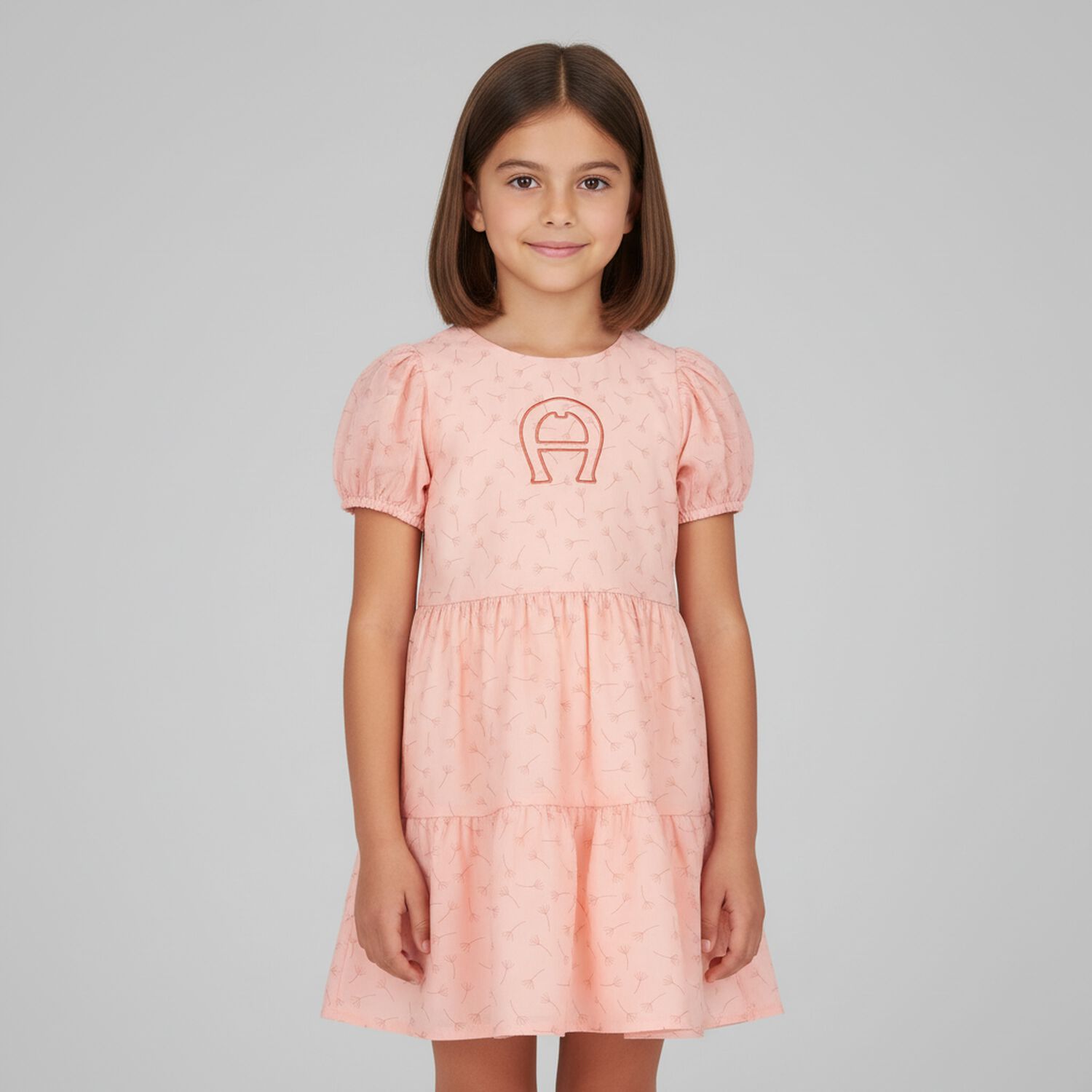 Girls Pink Logo Special Occasion Dress, 1, hi-res