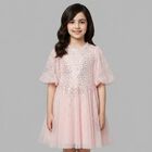 Girls Pink Sequin Tulle Dress , 1, hi-res