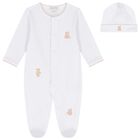 White & Beige Teddy Bear Time Babygrow Set, 1, hi-res