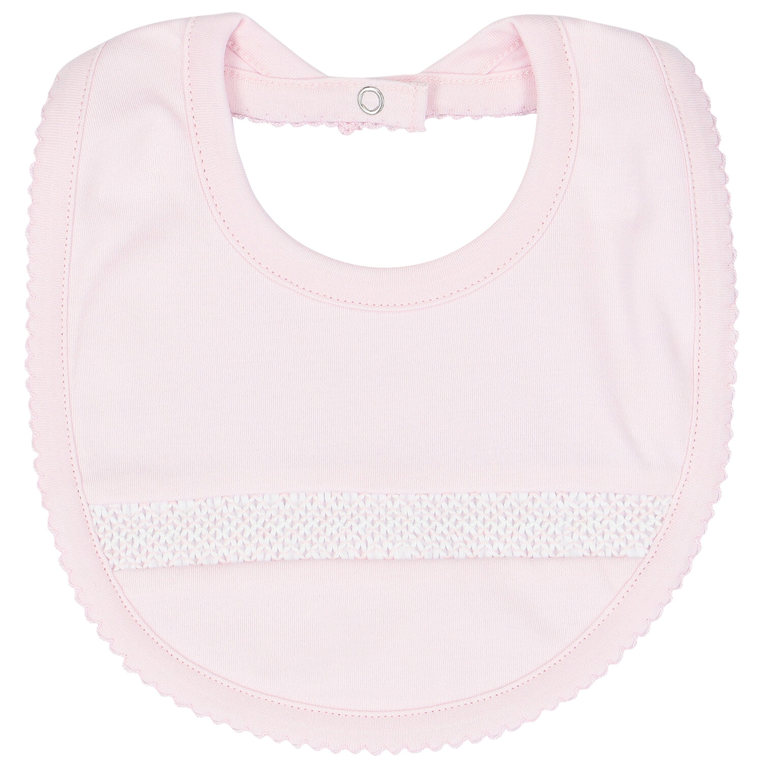 Baby Girls Pink Smocked Bib, 1, hi-res