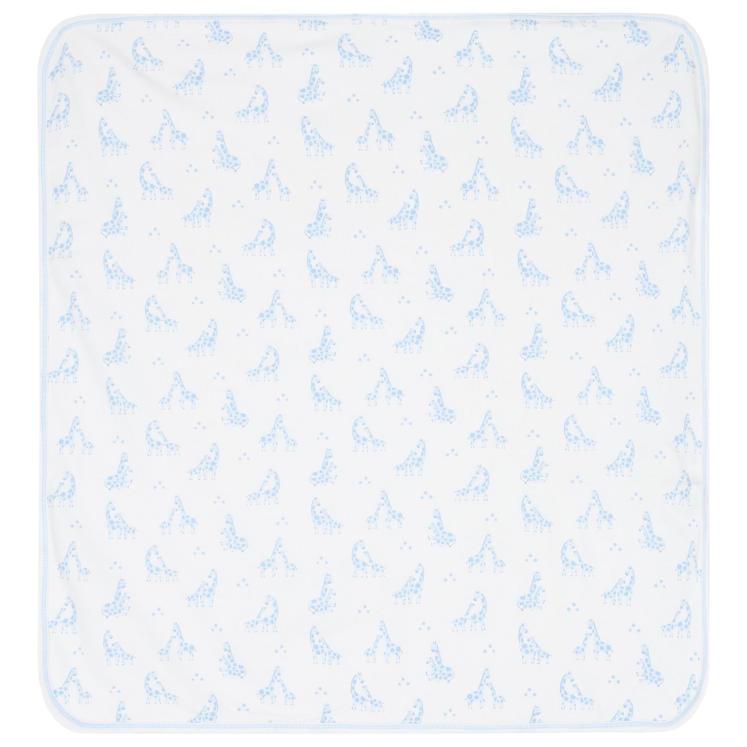 Baby Boys White & Blue Giraffe Blanket, 1, hi-res