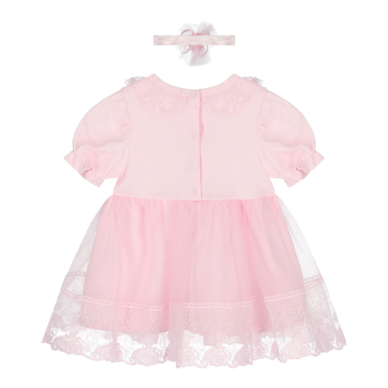 Baby Girls Pink Lace Dress Set, 1, hi-res