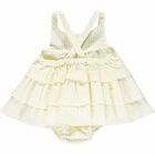 Baby Girls White & Yellow Stripes Romper Set, 1, hi-res