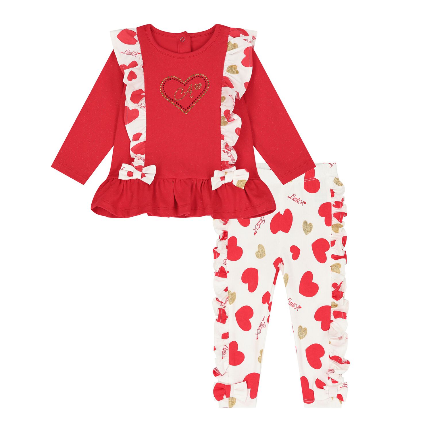 Baby Girls Red Heart Leggings Set, 1, hi-res image number null