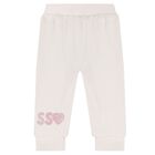 Baby Girls Ivory & Pink Logo Trouser Set, 1, hi-res