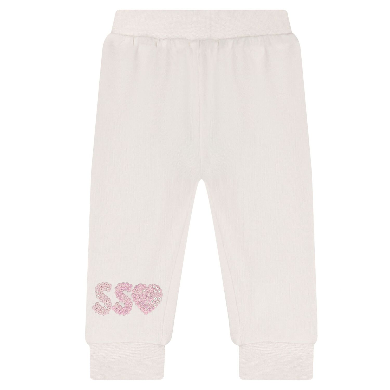 Baby Girls Ivory & Pink Logo Trouser Set, 1, hi-res