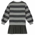 Girls Grey Striped Dress Set, 1, hi-res