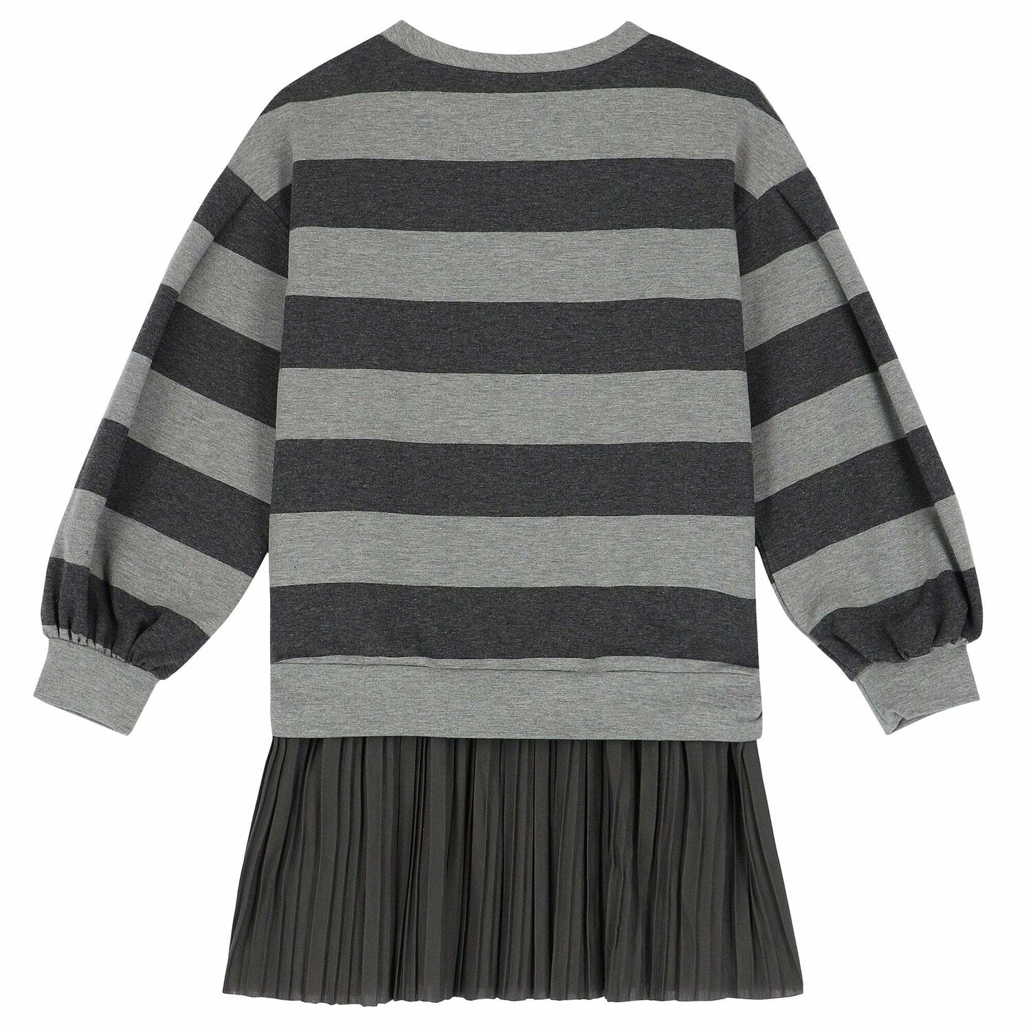 Girls Grey Striped Dress Set, 1, hi-res image number null