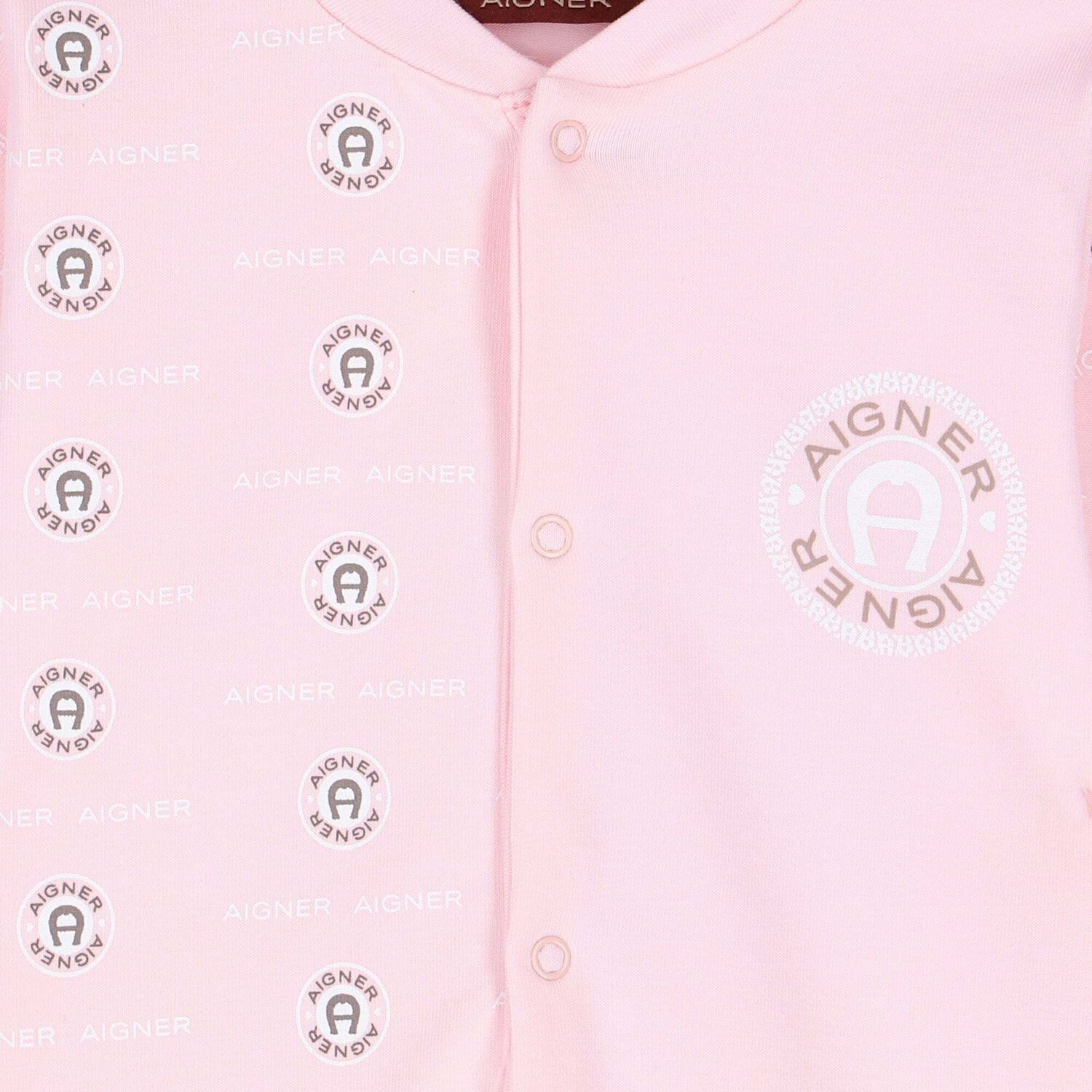 Girls Pink Logo Babygrow, 1, hi-res