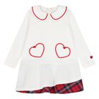 Younger Girls Ivory Heart Dress, 1, hi-res