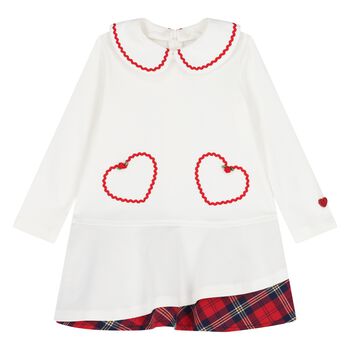 Younger Girls Ivory Heart Dress