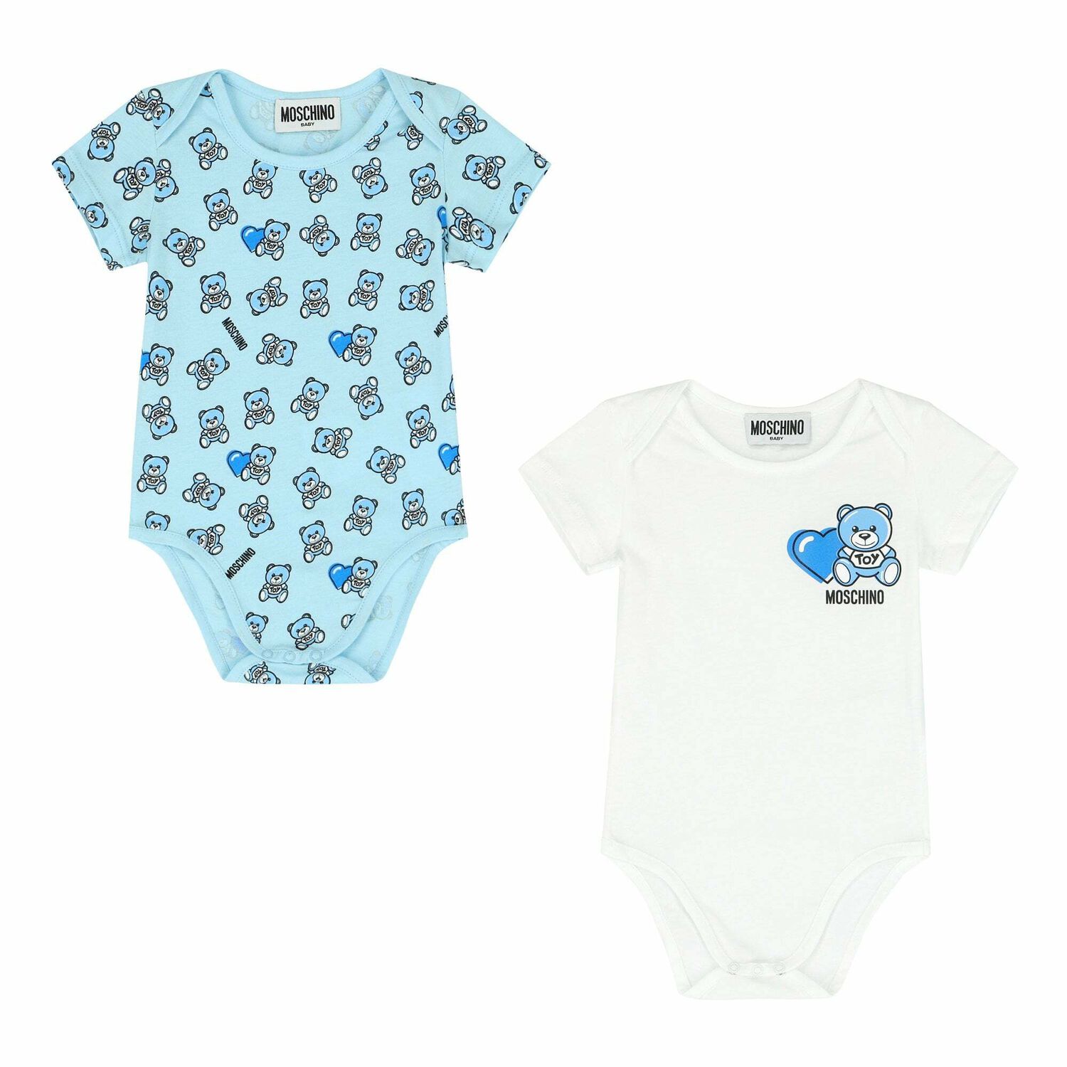 White & Blue Teddy Bear Bodysuit Set, 1, hi-res image number null