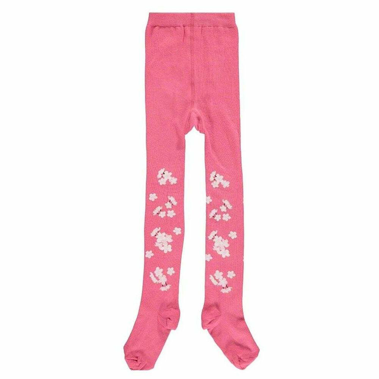 Girls Pink Blossom Tights, 1, hi-res