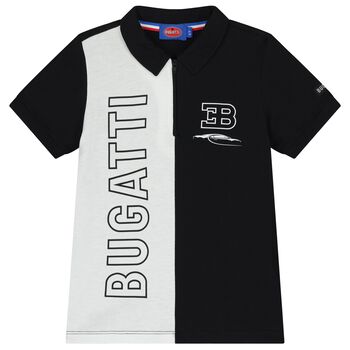 Boys White & Black Logo Polo Shirt