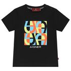Younger Boys Black Logo T-Shirt, 2, hi-res