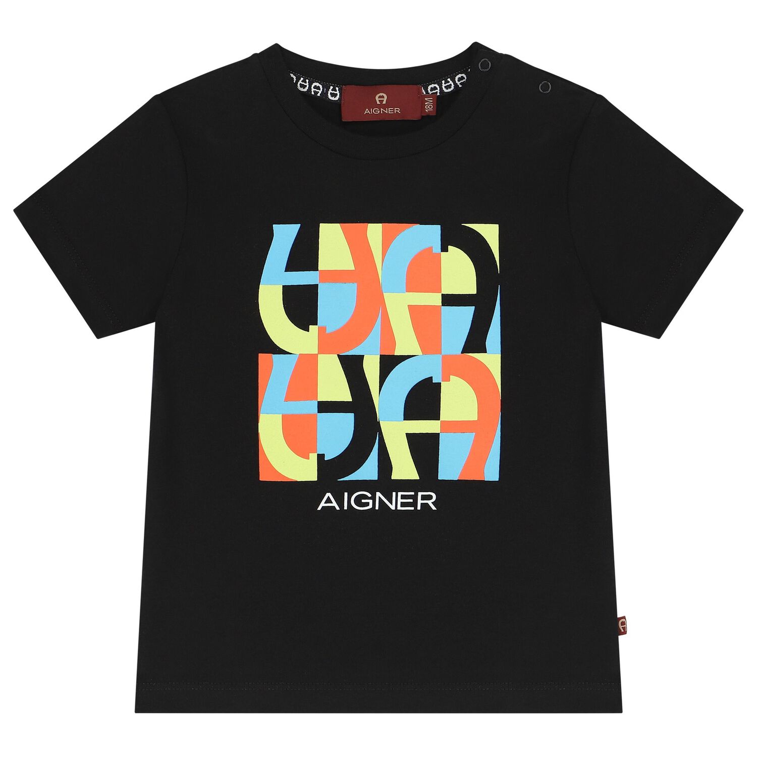 Younger Boys Black Logo T-Shirt, 2, hi-res