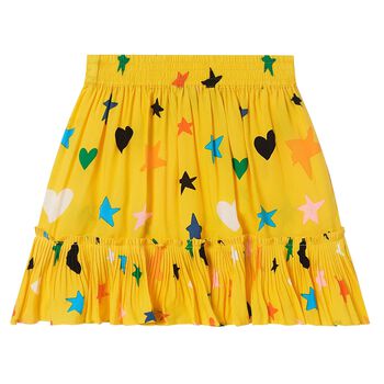 Girls Yellow Star Print Skirt