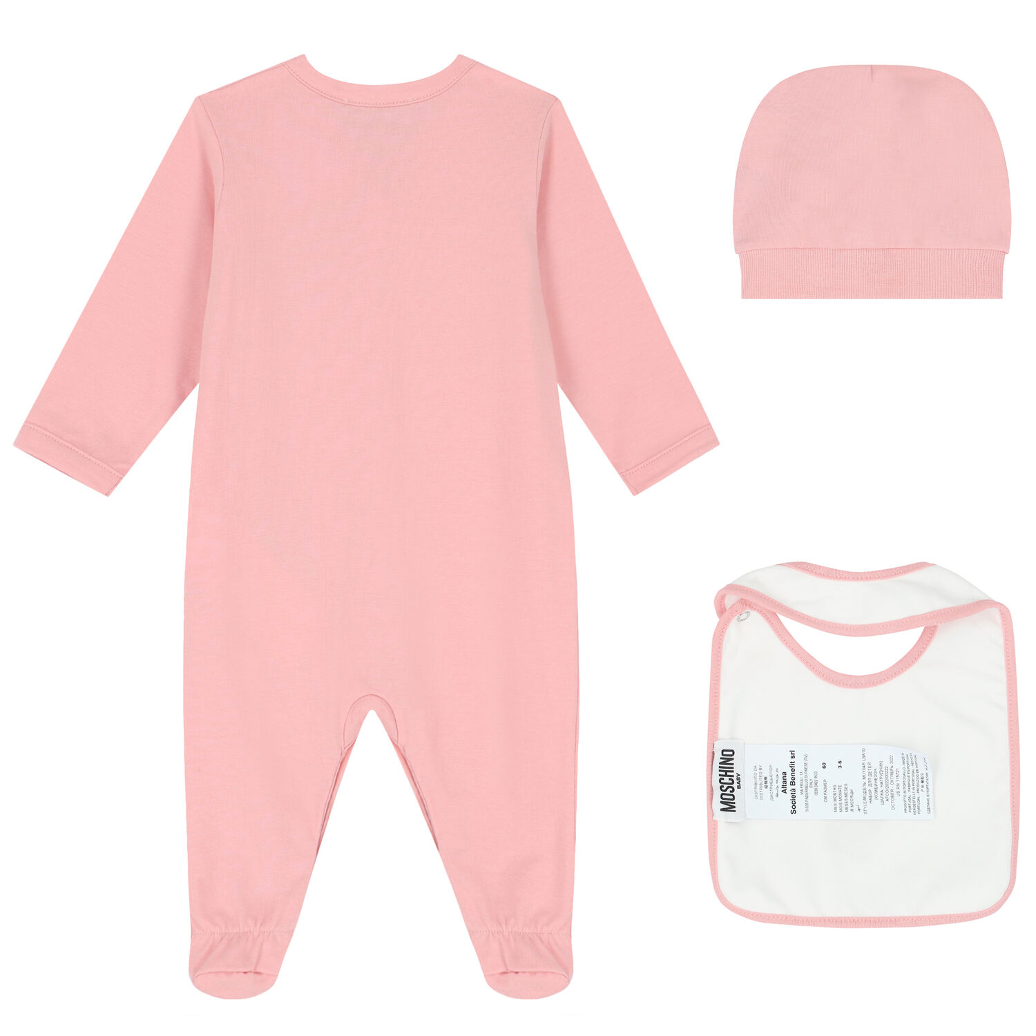 Pink Teddy Bear Logo Babygrow Set, 3, hi-res