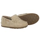 Younger Boys Beige Suede Leather Moccasins, 1, hi-res