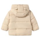 Younger Girls Beige Teddy Bear Puffer Jacket, 2, hi-res