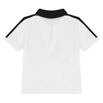 Younger Boys White Logo Polo Shirt