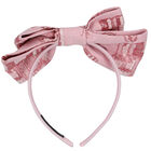 Girls Pink Floral Bow Headband, 3, hi-res