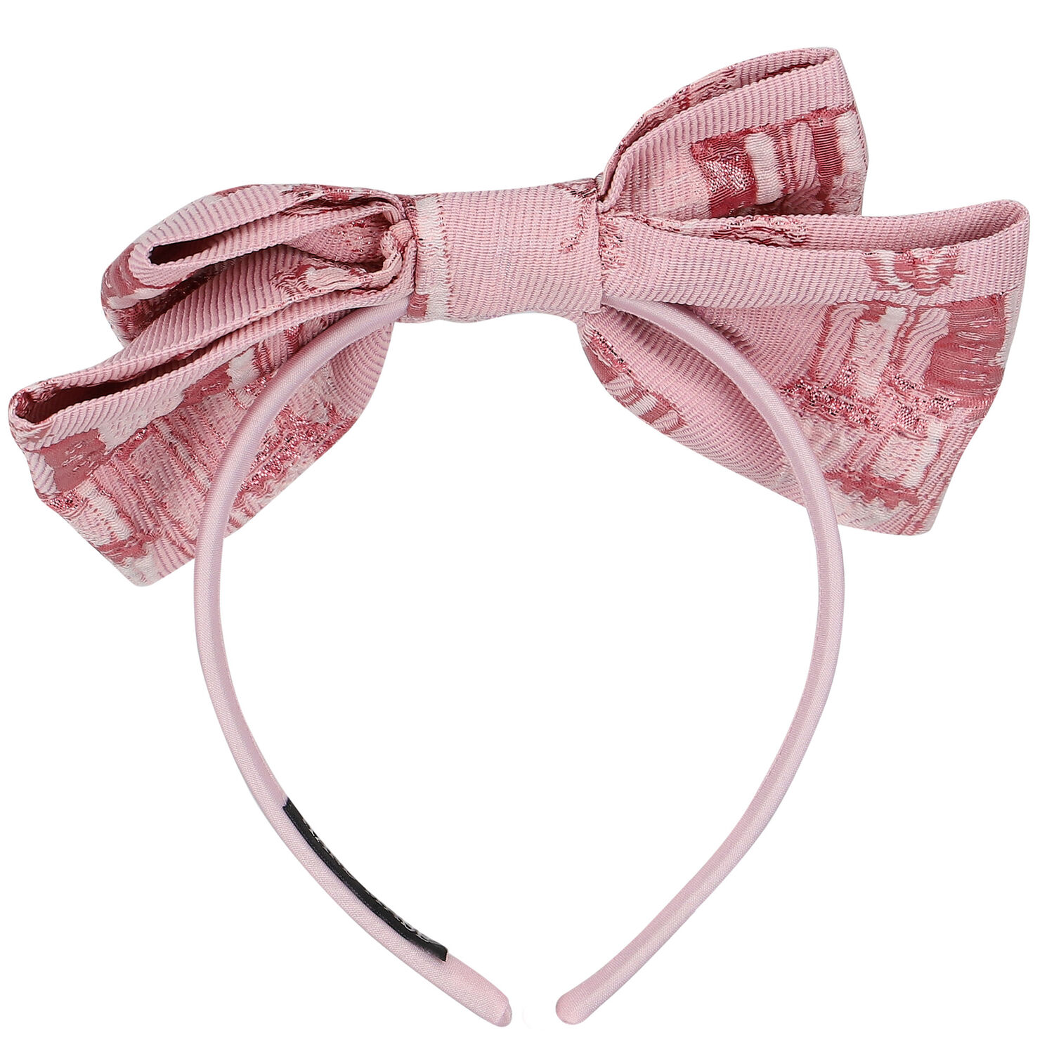 Girls Pink Floral Bow Headband, 3, hi-res