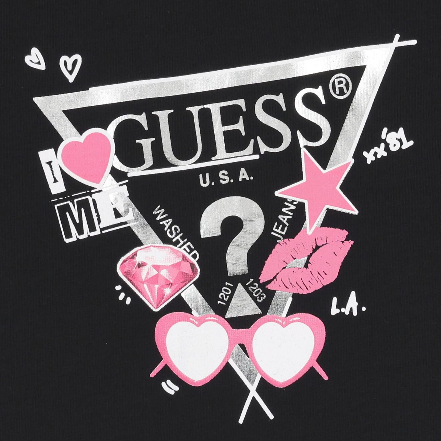 Girls Black Logo Long Sleeve Top, 2, hi-res