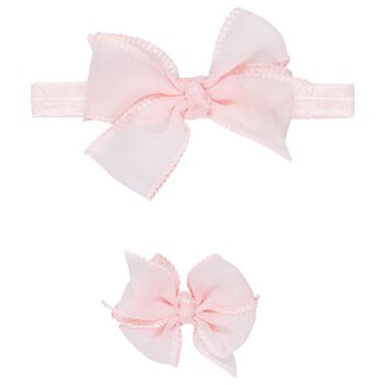 Girls Pink Bow Headband set 
