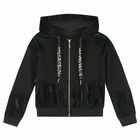 Girls Black Embellished Zip Up Top, 1, hi-res