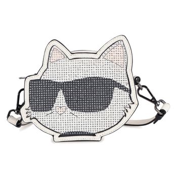 Girls White Embellished Choupette Handbag