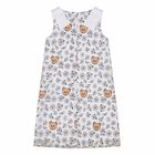 Girls White Organza Teddy Dress , 1, hi-res
