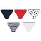 Girls White, Navy Blue & Red Bikini Brief ( 5-Pack ), 2, hi-res