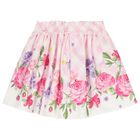 Girls Pink & White Floral Skirt Set, 1, hi-res
