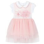 Baby Girls White & Pink Floral Dress, 1, hi-res