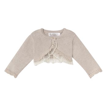 Baby Girls Beige Lace Trim Cardigan