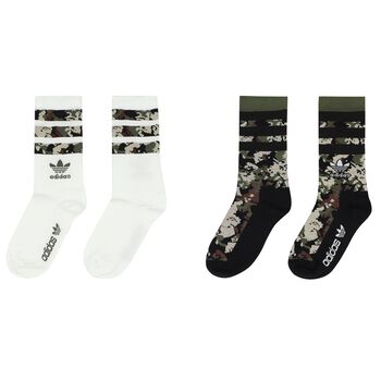 White & Green Camouflage Logo Socks ( 2- Pack )