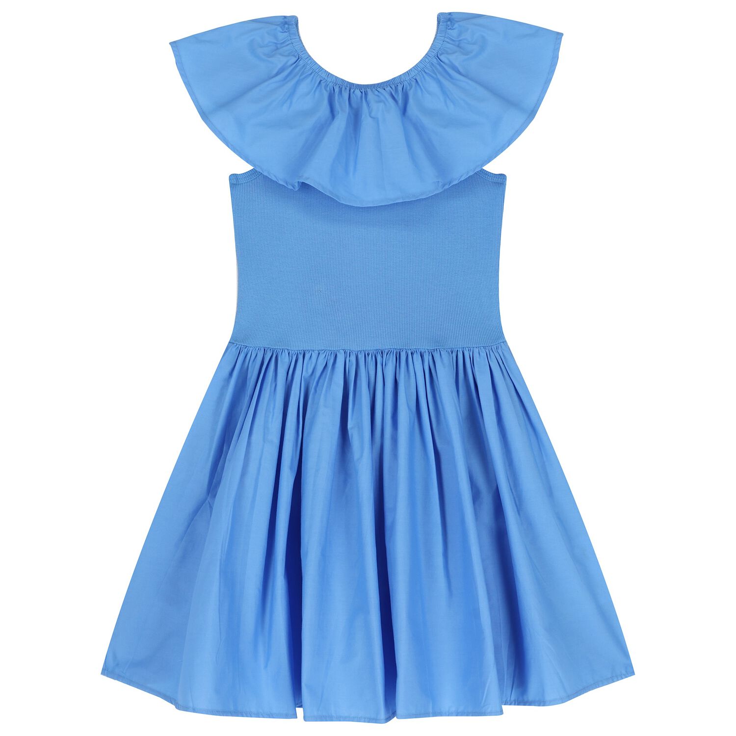 Girls Blue Ruffled Dress , 1, hi-res