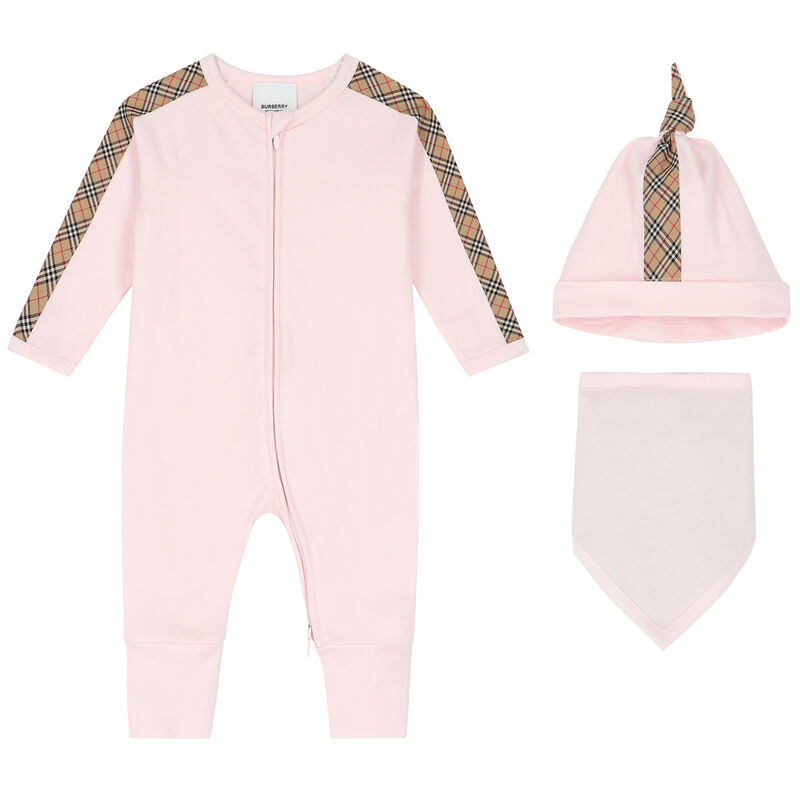 Baby Girls Pink & Beige Romper Gift Set, 1, hi-res image number null