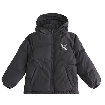 Boys Grey Logo Puffer Jacket