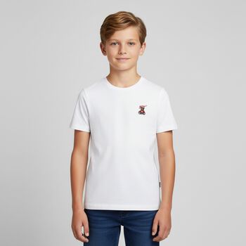 Boys White Teddy Bear Logo T-Shirt, 1 Boys White Teddy Bear Logo T-Shirt