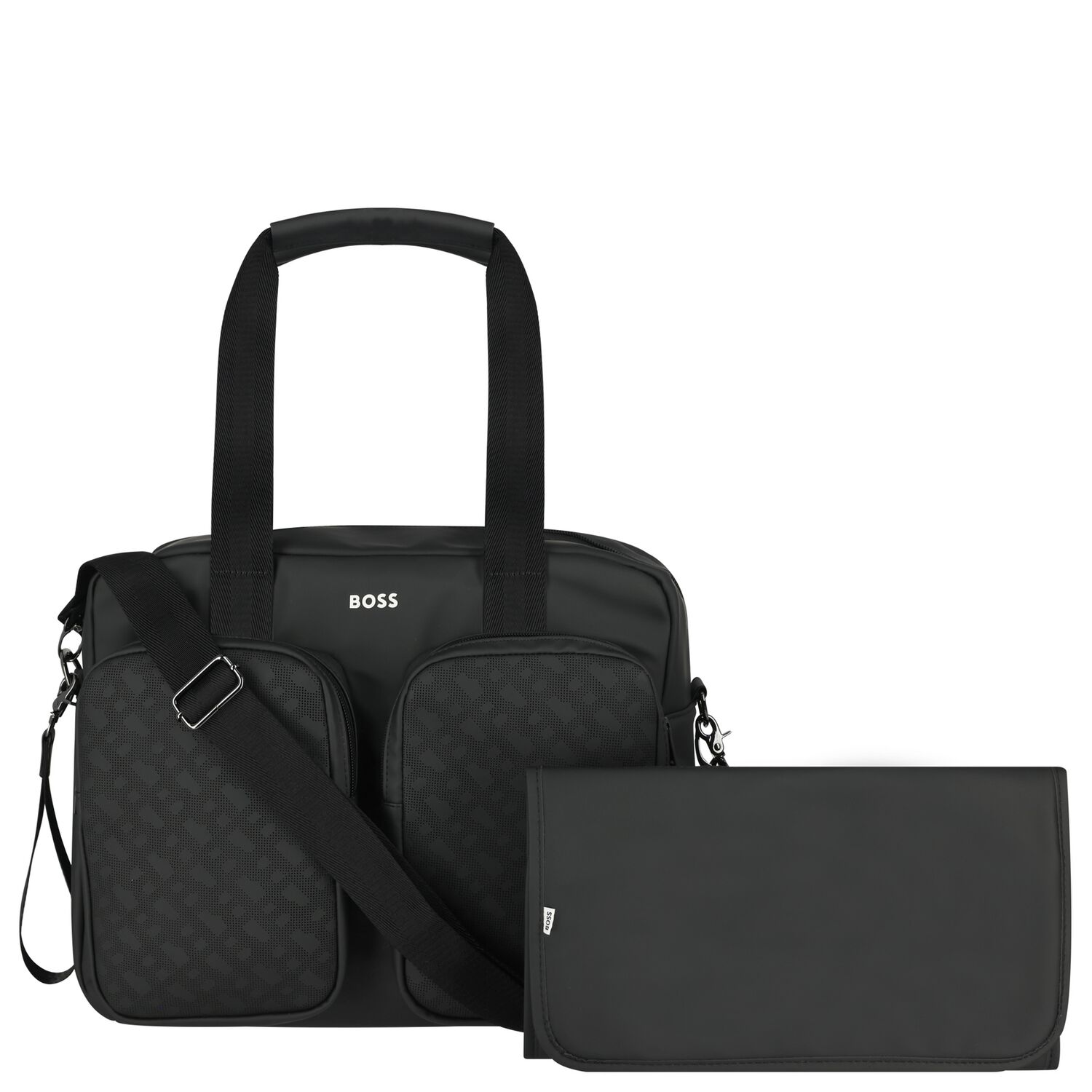 Black Logo Baby Changing Bag, 1, hi-res