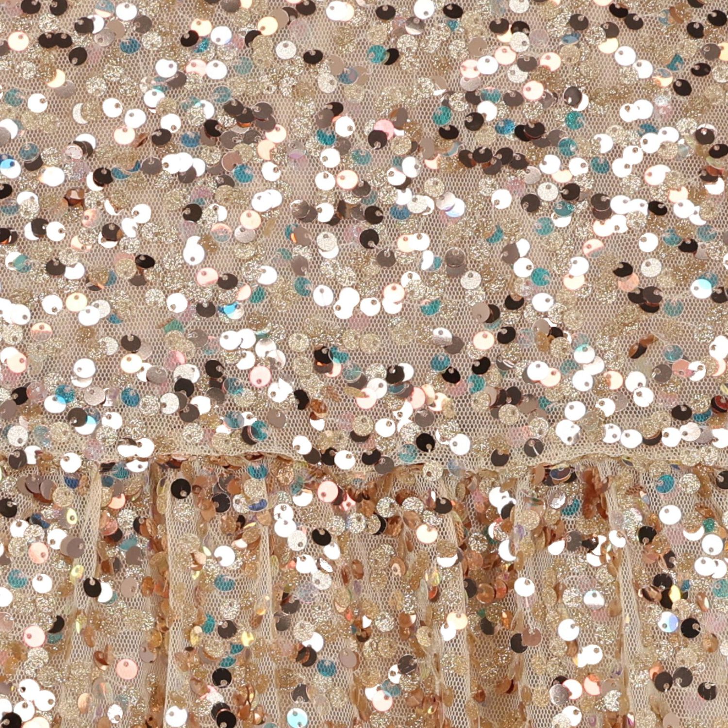 Girls Gold Sequin Tulle Dress, 2, hi-res