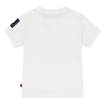 Younger Boys White & Gold Logo T-Shirt
