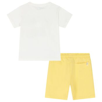 Boys White & Yellow Surfing Board Shorts Set